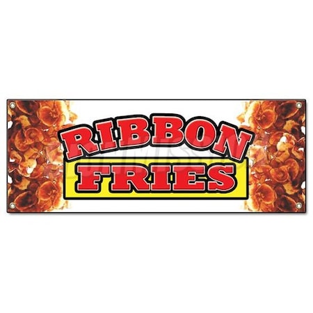 RIBBON FRIES BANNER SIGN Hot Chips French Signs Fresh Frys Fried